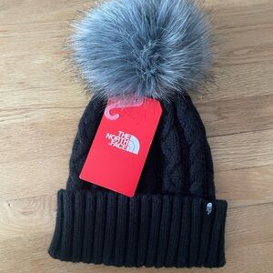 The North Face Women’s Black Beanie with Gray Pom-Pom